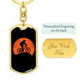 thumbnail image 3 of Mountain Bike Red Moon Cycling Stainless Steel or 18k Gold Premium Swivel Dog Tag Keychain, 3 of 10