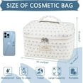 thumbnail image 2 of Big Cute Makeup Bag for Women, Large Travel Floral Cotton Cosmetic Bag, Coquette Aesthetic Quilted Toiletry Organizer Bag (White floral), 2 of 12