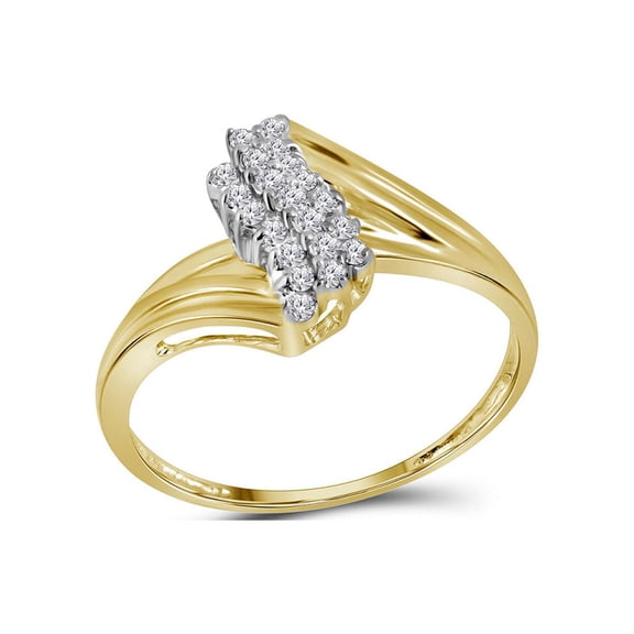 Diamond Princess 10kt Yellow Gold Womens Round Prong-set Diamond Contoured Cluster Ring 1/6 Cttw