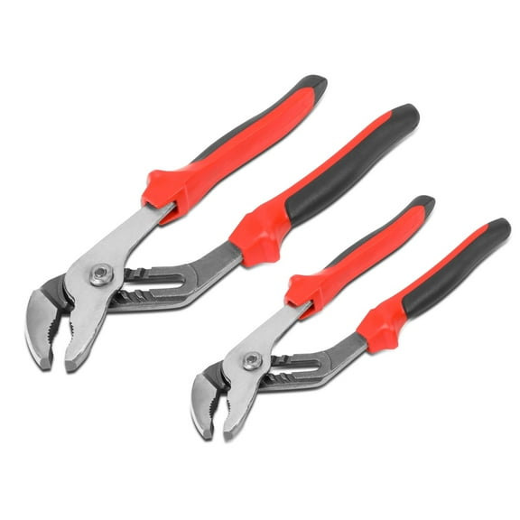 2 Piece Groove Joint Plier Set - Hardened Jaws Plier w/ Heat-Treated Teeth, PVC Grips, Satin Finish