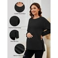 thumbnail image 4 of Ecavus Women's Oversize Maternity Clothes Side Slit Long Sleeves Tops With Pocket Fall Mama Pregnancy Tops Black L, 4 of 7