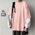 thumbnail image 2 of T Shirts for Men Casual Tops Winter Fall Long Sleeve Fashion Simple Fake Two Piece Pullover Round Neck Bottoming Shirt T-shirt Top, 2 of 5