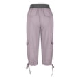 thumbnail image 4 of MLQIDK Pedal Pushers for Women Drawstring Lounge Pants Knee Length Trendy Summer Elastic Waist Lightweight Capris Dressy Casual Cargo Capris with Pockets Light Purple S, 4 of 7