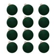 thumbnail image 2 of FVDPWYE 12 Pieces Velvet Christmas Ball Ornaments Christmas Tree Decor Elegant Sturdy Decorative Hanging for Party Home Wedding Decor Dark Green, 2 of 9