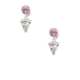 thumbnail image 2 of Delight Jewelry Silvertone Pizza Slice Pink Crystal Clip on Earrings, 2 of 5