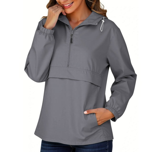 Gpaecead Manteaux de Randonnée pour Femmes Manteau de Pluie Uni Manteaux d'Extérieur Imperméable à Capuche Coupe-Vent Coupe-Vent d'Extérieur
