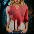 thumbnail image 2 of CAUYDY Womens Fall Shirts Halloween V Neck 3/4 Length Sleeve Pumpkin T-Shirts Thanksgiving Graphic Tee Tops(Hot Pink,XXL), 2 of 5