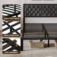 thumbnail image 5 of Bolvdo Bed Frame with Linen Upholstered Headboard, Queen, Metal Support, No Box Spring Needed, Grey, 5 of 7
