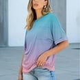 thumbnail image 4 of Tdoqot Womens Oversized T Shirts with Pocket- Soft Casual Short Sleeve Summer Gradient Trendy Tops Sky Blue Size S-2XL, 4 of 7