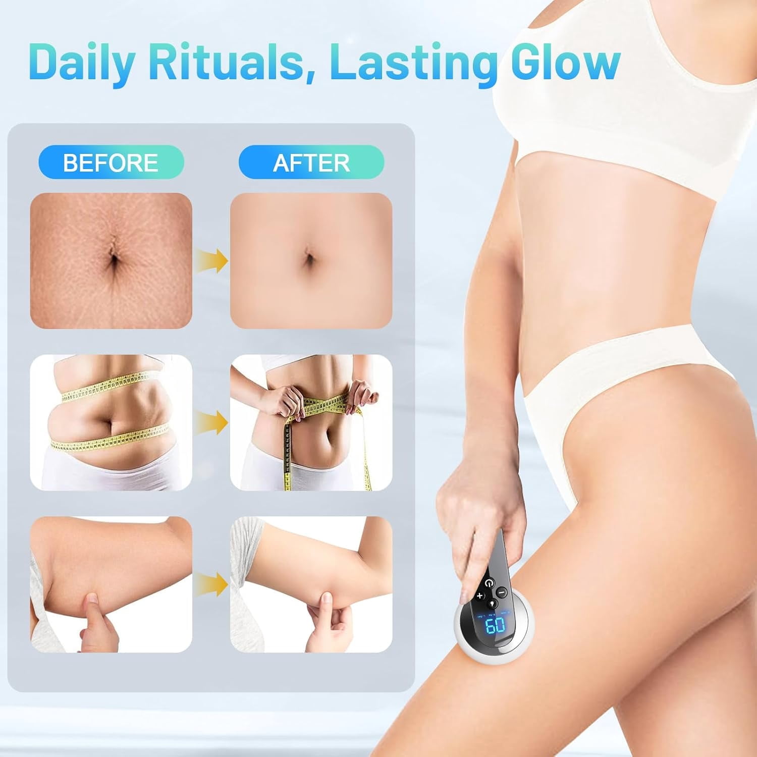 3-in-1 Cordless Body Massager Professional with Red Light and Heat, Handheld Skin Wellness Tool for Home Spa Relaxation, Portable Rechargeable Device for Arms, Legs and Waist