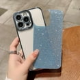 thumbnail image 4 of Compatible for iPhone 14 Pro Max Luxury Glitter Plating Clear Case, Cute Bling Sparkly Shiny Case for Women Girls Shockproof Camera Protective Back Cover Electroplated Case - Light Blue, 4 of 11