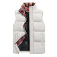 thumbnail image 4 of Men's Solid Color Winter Quilted Vest Stand Collar Thick Sleeveless Jacket with Pockets Outdoor Warm Gilet White Size XL, 4 of 4
