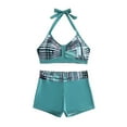 thumbnail image 6 of Wyobmus Women High Waist Swimsuit Bikini Set Vintage Two Piece Bathing Suit Tummy Control Halter Swimwear With Double Spaghetti Straps G-Green, 6 of 7