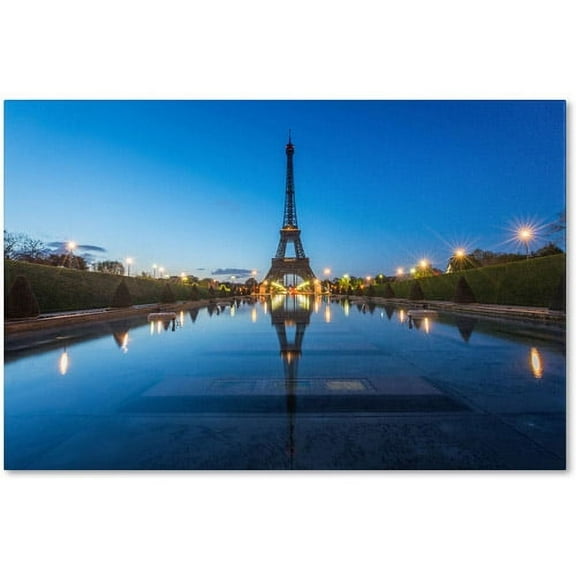Trademark Fine Art "Blue Hour in Front of the Eiffel Tower" Canvas Art by Mathieu Rivrin