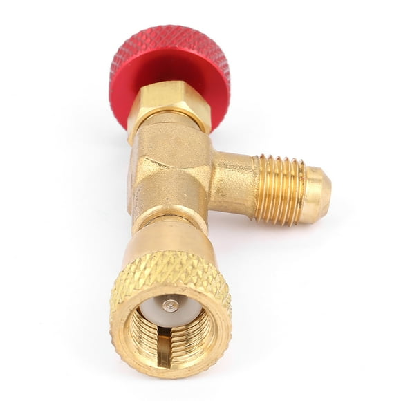 Valve de Charge de Réfrigérant, 1/4 Pouce à 5/16 Pouce Valve de Contrôle en Laiton pour Tuyau de Charge de Réfrigérant