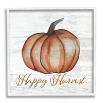 Happy Harvest Pumpkin Country Rustic Holiday Graphic Art White Framed Art Print Wall Art