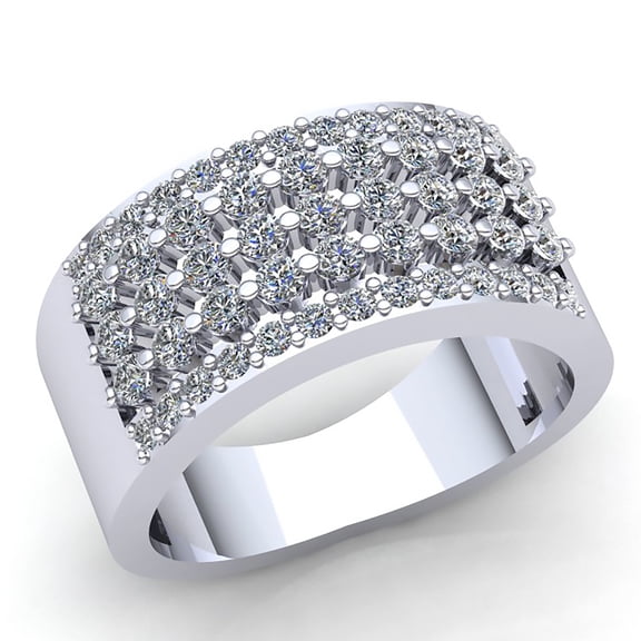 2carat Round Cut Diamond Ladies 3Row Cluster Anniversary Wedding Band Solid 18K Rose, White or Yellow Gold FG VS2