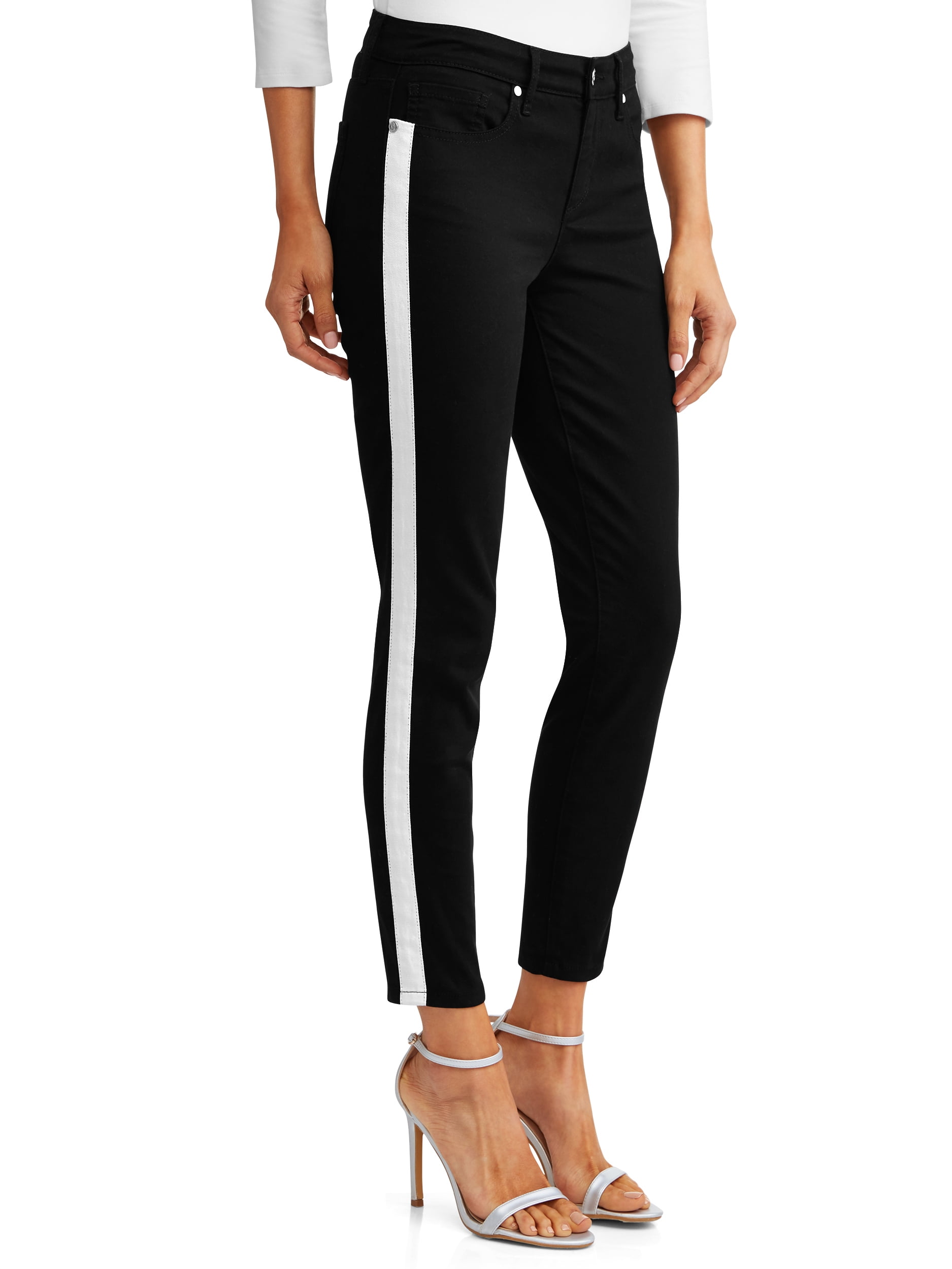 black side stripe jeans womens