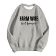thumbnail image 4 of Hoodie Women Smooth Stretch Print Long Sleeve Crew Neck Loose Pullover Sweatshirt Womens Sweatshirts Grey L, 4 of 4