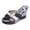 Blue, variant on Rokment Womens Platform Wedge Dress Sandals 2026 Summer Fashionable Ripped Denim Leather Patchwork Buckles Casual Chunky High Heels Slip on for Ladies Woman Blue Size 6