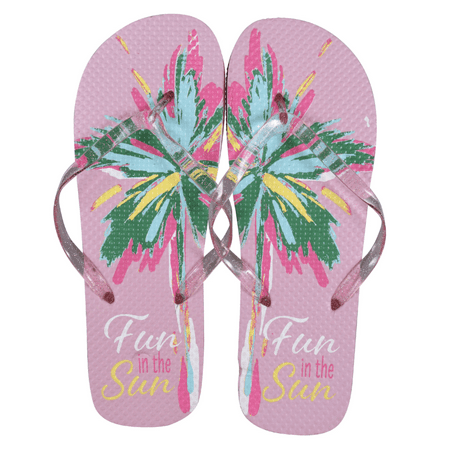 

Women s Fun in the Sun Rubber Flip-Flops - Pink [Size M 7/8]