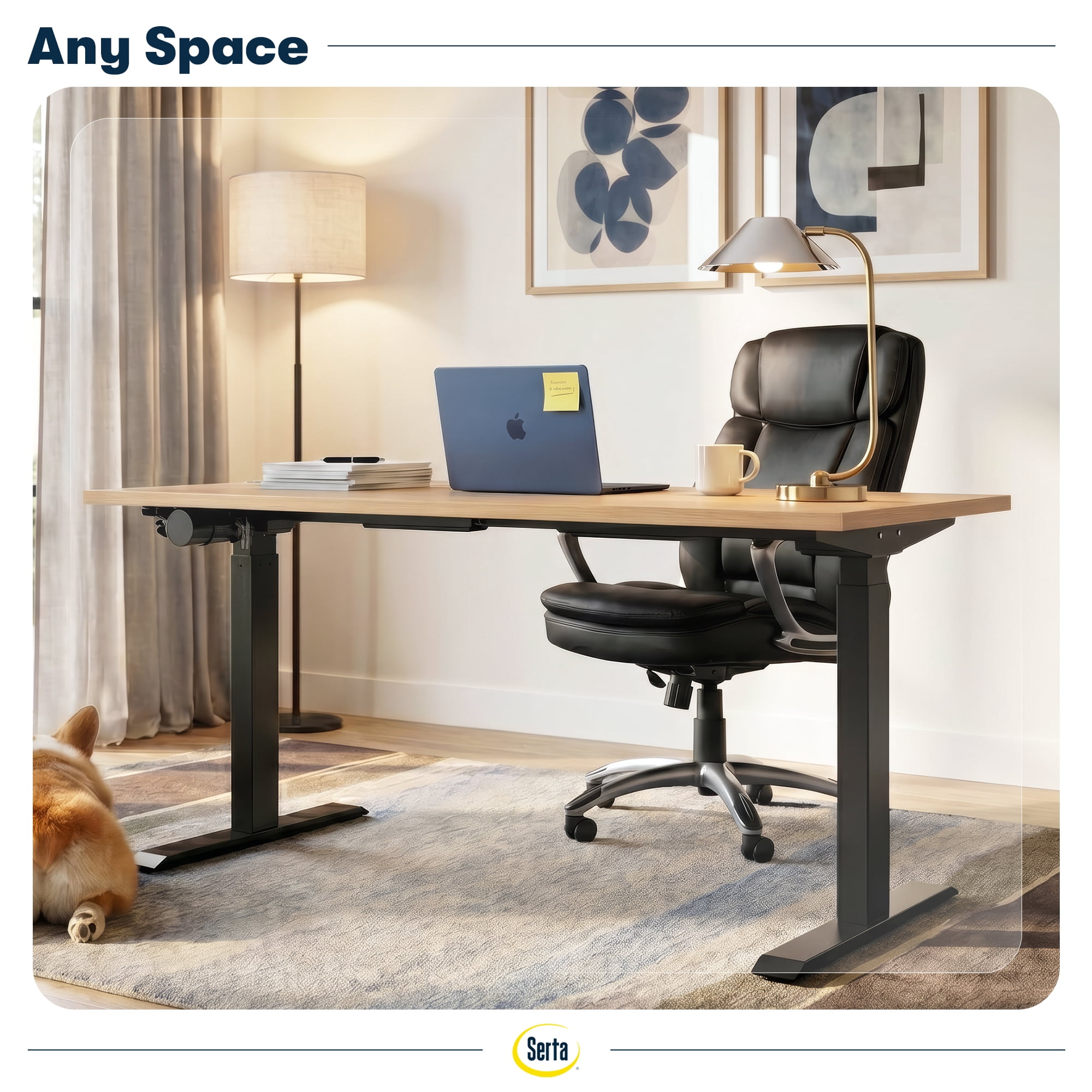 Serta Creativity Electric Height Adjustable Standing Desk Light Brown