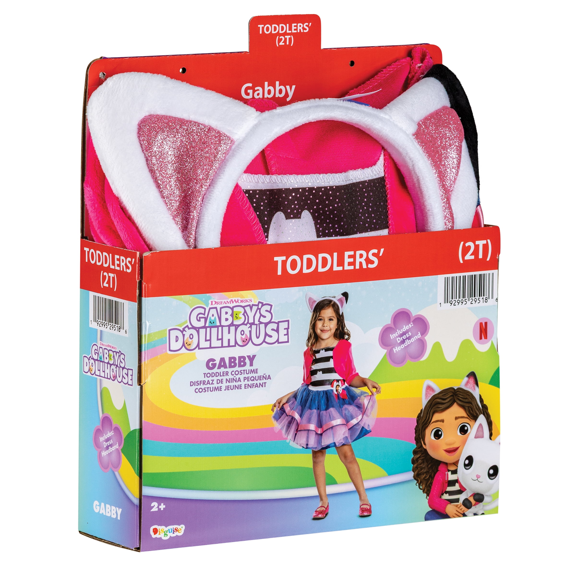 Gabby's Dollhouse Gabby Halloween Costume for Children, 2-Piece, Toddlers' Size 2T, by Disguise