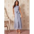 thumbnail image 4 of Baby Blue Sleeveless Tie Waist A-Line Maxi Dress For Women Elegant Vacation Dress, 4 of 7