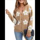 thumbnail image 2 of Cárdigan con Estampado Floral para Mujer, Larga, Abertura Frontal, Botones, Cuello en V, Tejido de Punto. Camello L, 2 of 8