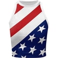 thumbnail image 3 of Camiseta Sin Mangas Para Mujer Día de la independencia Mujeres Chaleco corto Estampado sin mangas Crop Top Streetwear (Azul L) Ygjytge para Mujer Azul T L, 3 of 6
