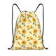 thumbnail image 1 of Fotbe Yellow White Plaid Sunflower Bolsa Mochila con Cordón Estampada, Bolsa de Gimnasio Deportiva, Bolsa Cinch, Bolsa con Cordón para Hombres y Mujeres-Small, 1 of 6