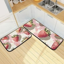 Print Strawberrys Kitchen Mats Non Slip Standing Desk Mat Runner Rug Washable Kitchen Rugs for Floor 2PCS