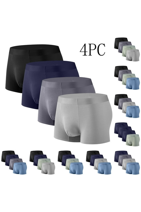 Underwear for Men Pack 4 PC Anti-Bacterial Quick Dry Boxer Briefs Moisture-Wicking Seamless Modal Boxers with Ball Pouch Light Blue XL