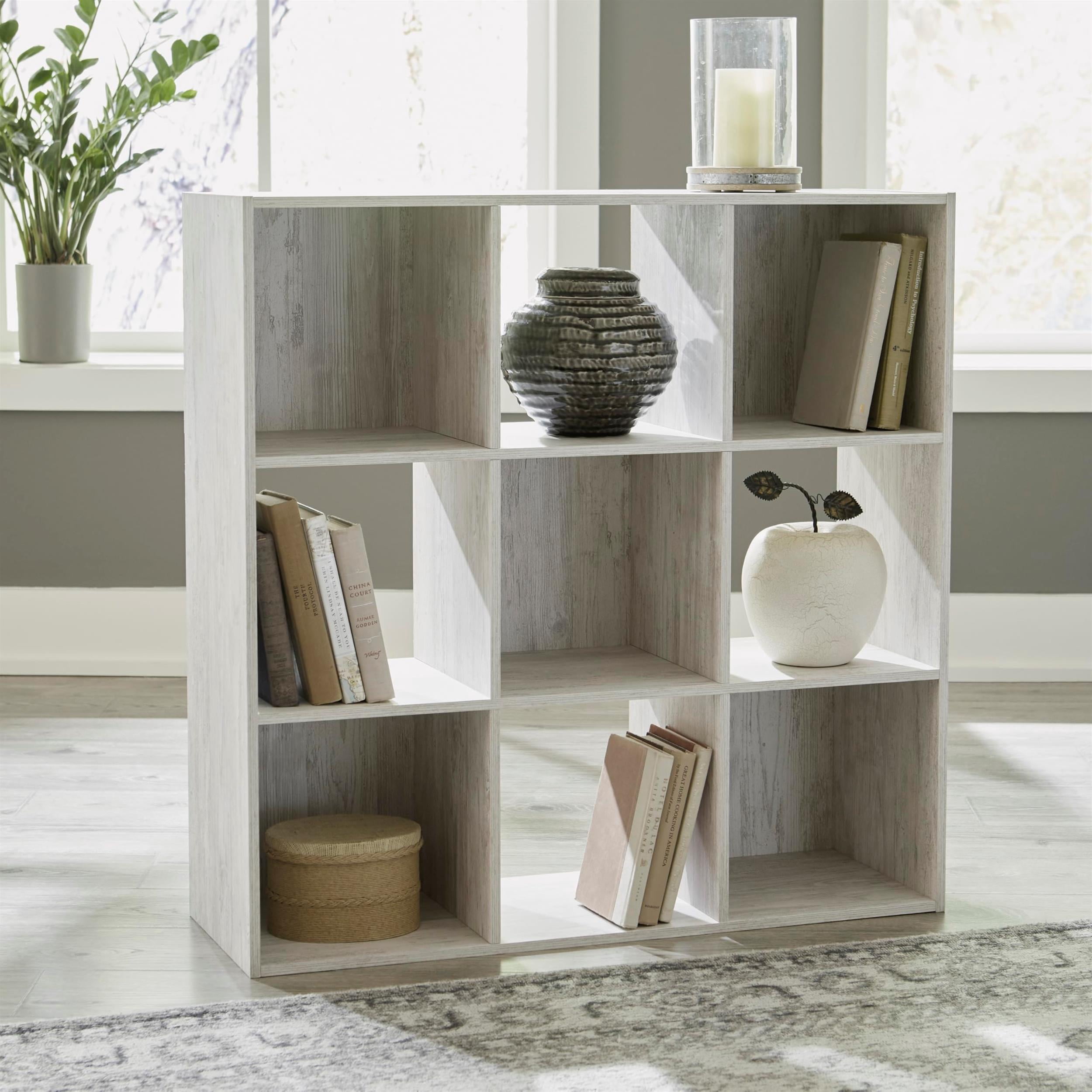 Bowery Hill Nine Cube Engineered Wood Organizer in White Wash