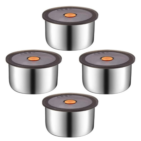 Set of 4 Stainless Steel Food Preps Container With Leak Proof Silicone Lid Suitable For Eating in Travel