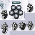 thumbnail image 4 of Cabezales de afeitadora de cabeza, afeitadora eléctrica de barba flotante de 6 cabezales para hombres con afeitado limpio, afeitado universal con cuchilla de doble anillo, reemplazo rápido, 4 of 5