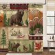 thumbnail image 1 of Cortina de ducha rústica con diseño de oso, estilo cabaña, bosque, lago, alce, granja, cortina de baño de tela de poliéster de 72 x 72 pulgadas, impermeable, con 12 ganchos, 1 of 4