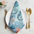 thumbnail image 2 of Coastal Seahorse Blue Cloth Napkins, Summer Beach Nautical Coral Starfish Washable and Reusable Dinner Napkins Set of 8, Table Napkin for Kitchen Party Birthday Wedding Hotel Housewarming 20"x20", 2 of 9