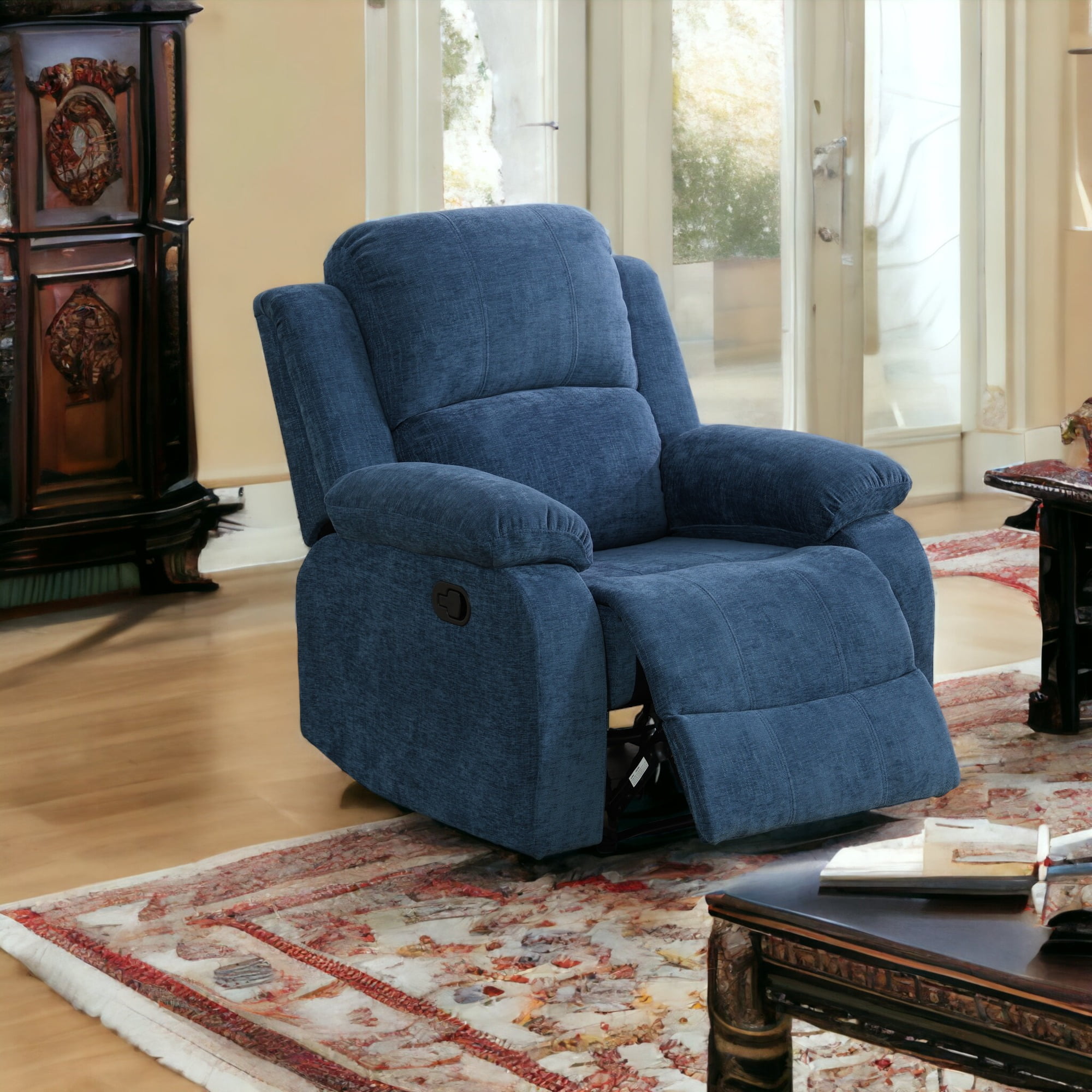 JESTOP Manual Recliner Chair, Overstuffed Faux Leather or Upholstered Single Sofa for Living Room Bedroom