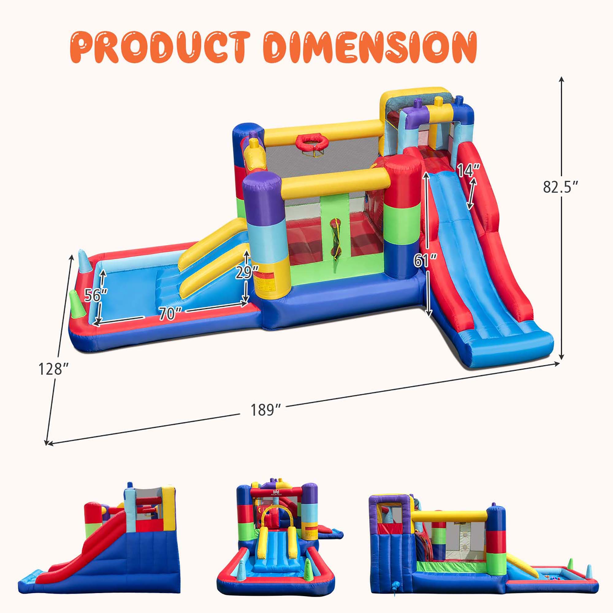 Costway Mutifunctional Kids Infalatable Bounce Castle with 50 Ocean Balls & 735W Blower - image 3 of 10