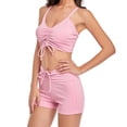 thumbnail image 1 of Greeniant Traje de baño de mujer con cordón atado inalámbrico acolchado conjunto de deportes de baño vacaciones de verano poliéster Nylon traje de Traje de baño Rosa L Greeniant OD021111-03, 1 of 6