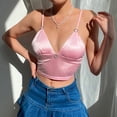 thumbnail image 2 of Timegard Tank Top for Women Deep V Neck Spaghetti Strap Camis Sleeveless Ruched Slim Comfy Satin Tee, 2 of 9