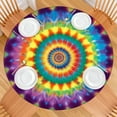 thumbnail image 2 of Colorful Rainbow Tie Dye Spiral Pattern Round Fitted Tablecloth with Elastic Edge,Dining Table Cover Waterproof,Outdoor Round Tablecloth for Camping,Dining,Indoor and Outdoor, 2 of 7