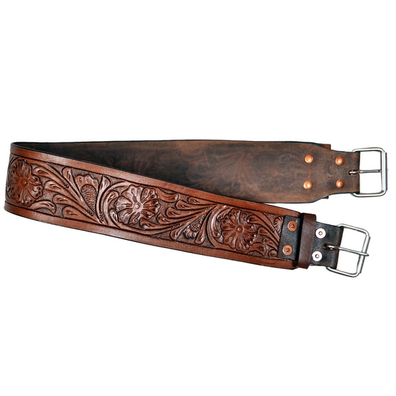 Comfytack Horse Saddle Cinch Girth Handtooled Leather Antique Tan