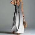 thumbnail image 5 of Guieoi Summer Dresses for Women under $10 Plus Size Flowy Buttoned Cotton-Linen Loose Pocket Sleeveless Printed Gradient Maxi Dress Gray M, 5 of 7