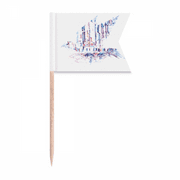 Crowd Cars Skyscraper Watercolor Toothpick Flags Labeling Marking for Party Cake Food Cheeseplate
