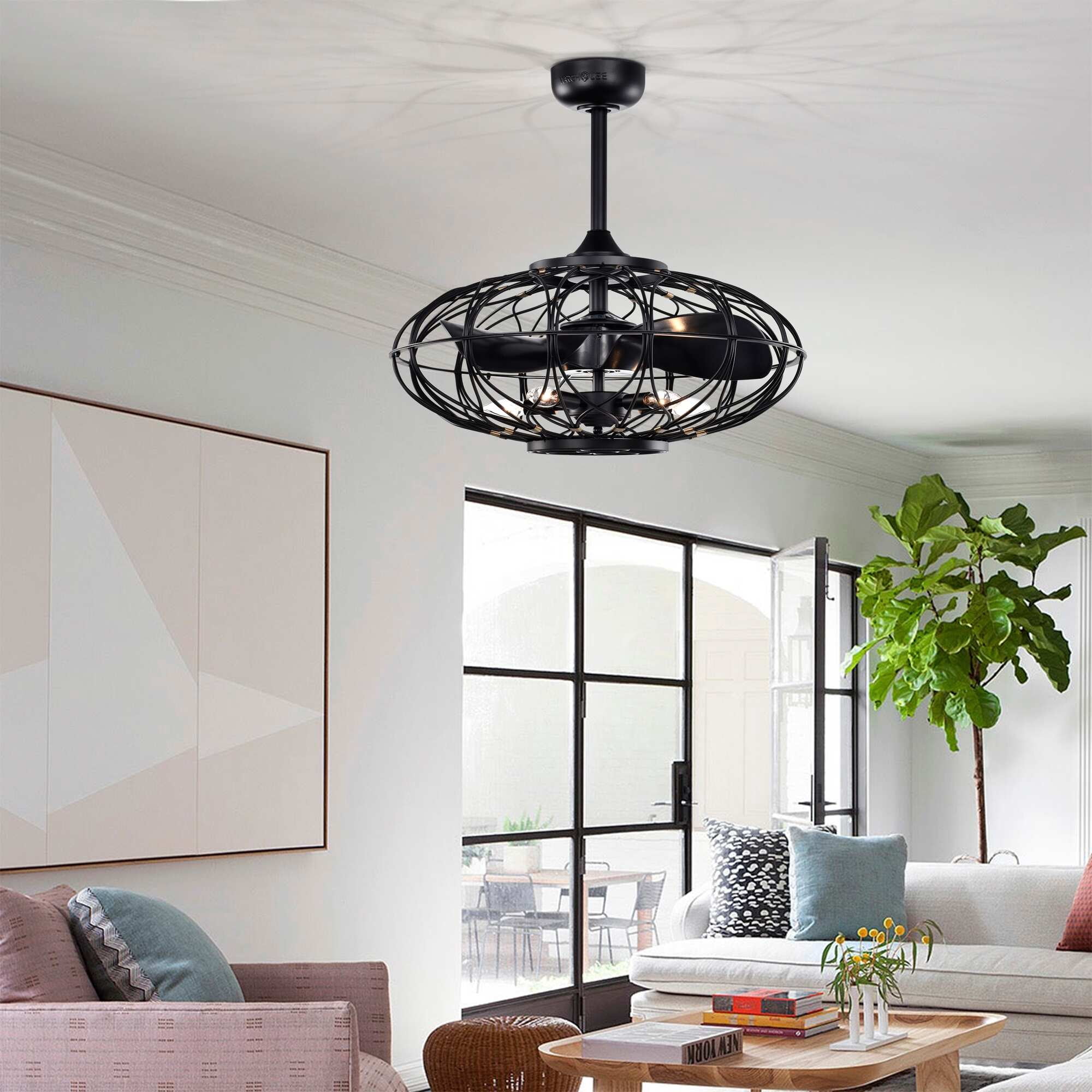 Melton 26 in. 5-Light Indoor Matte Black Finish Ceiling Fan with Light Kit