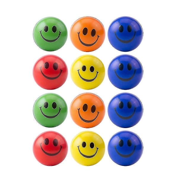 12pcs/lot 6.3cm Smile Foam Ball Squeeze Stress Ball Relief Toy Wrist Exercise Toy Balls For C