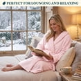 thumbnail image 6 of PAVILIA Women’s Hooded Fleece Robe, Soft Plush Long Bathrobe with Hood, Lightweight Warm Cozy Spa Shower Housecoat, Plus Size 2XL/3XL, Pink, 6 of 10