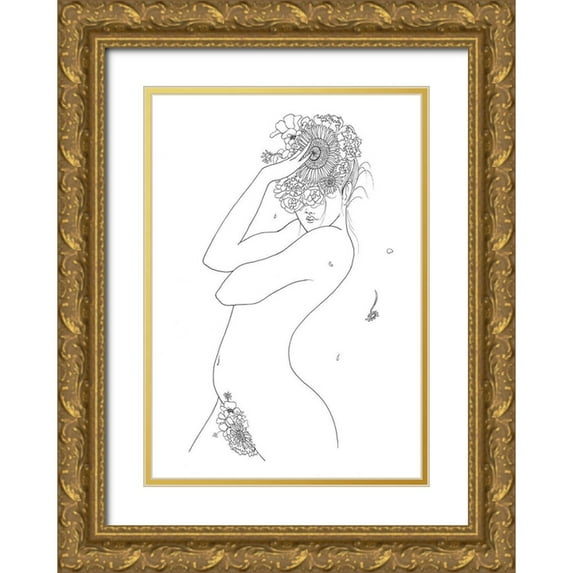 Artographie Studio 11x14 Gold Ornate Wood Framed with Double Matting Museum Art Print Titled - Flower Girl